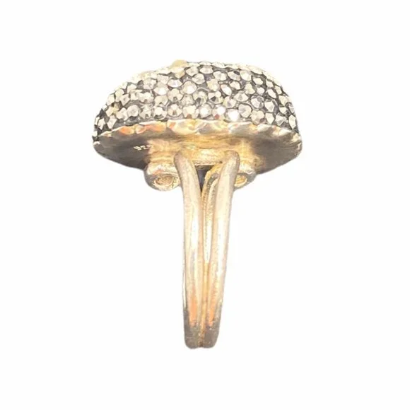 Natural Quartz Druzy Sparkling Cluster Ring 925 Silver Size 7.5 - Picture 9 of 11